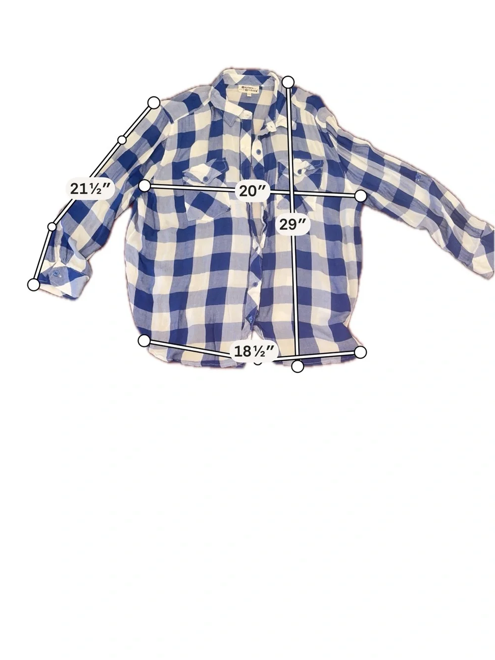 Women's Blue & White Check Button-Down Shirt - Classic Plaid - Picture 4 of 5
